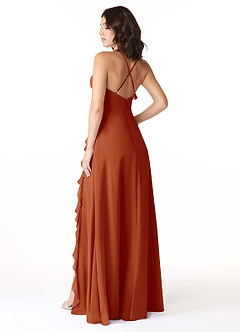 Azazie Tarni Bridesmaid Dresses Paprika A-Line Chiffon Dress image2