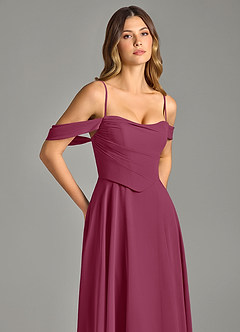 Azazie Chelsey Abiti da Damigella Abito Convertibile A-Line in Chiffon a Spalla Scoperta Gelso image2