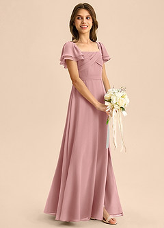 Azazie Azey Junior Dusty Rose A-Line Ruched Chiffon Dress image6