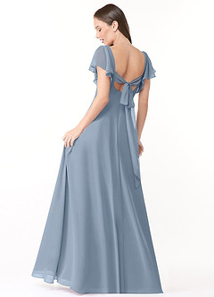 Azazie Syenna Bridesmaid Dresses Dusty Blue A-Line Ruched Chiffon Dress image2