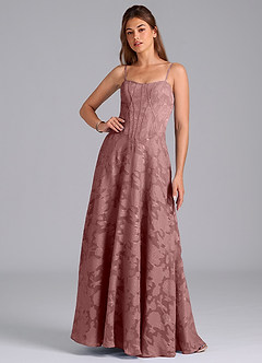 Azazie Stasy Final Sale Dusty Rose A-Line Sweetheart Neckline Floral Burnout Dress image4
