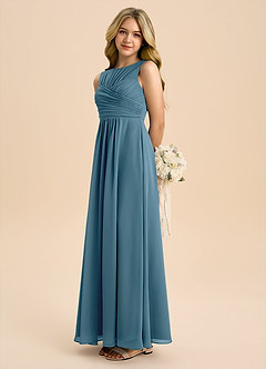 Azazie Skyla Junior Robe Trapèze en Mousseline de soie Plissée Bermude image1