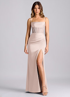 Azazie Alyce Brudtärnklänningar Klä av Sjöjungfru i Stretch Satin Av axeln Rodnande Rosa Konvertibel image5