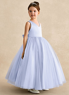 Azazie Peanut Flower Girl Dresses Lavender A-Line Strap Tulle Dress image2