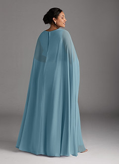 Azazie Isa Mother of the Bride Dresses Moody Blue A-Line V-Neck Pleated Chiffon Dress image8