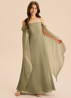 Azazie Moana Junior Linia A Pofałdowany Szyfon Długość podłogi Młodsza druhna Sukienka image6