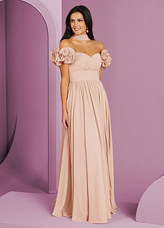 Barbie ♥ Azazie Bridesmaid Dresses English Rose A-Line Off the Shoulder Chiffon Convertible Dress image3