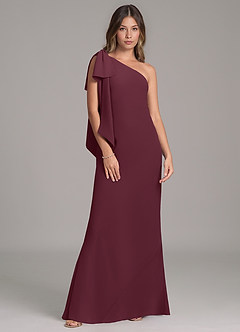 Azazie Capri Bridesmaid Dresses Cabernet A-Line One Shoulder Chiffon Dress image6