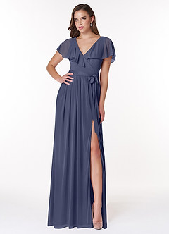 Azazie Jael Bridesmaid Dresses Stormy A-Line V-Neck Mesh Dress image1