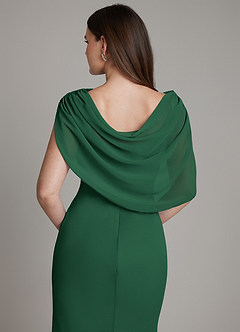 Azazie Hadley Robes de demoiselle d'honneur Robe Sirène en Mousseline de soie Plissée Vert Foncé image7