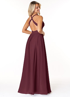 Azazie Ashia Brautjungfernkleider A-Linie Plissee Chiffon Kleid Cabernetrot image2