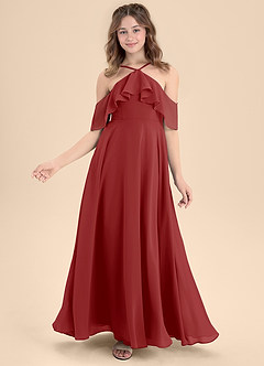 Azazie Tessabelle Junior Vestido de Óxido de Gasa de Corte En A con Vestidos sin tirantes image6