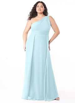 Azazie Dallas Bridesmaid Dresses Cloud Blue A-Line One Shoulder Chiffon Dress image6