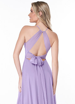 Azazie Evalleen Robes de demoiselle d'honneur Robe Trapèze en Mousseline de soie Plissée Lilas image3