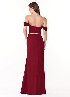 Azazie Lynnie Bridesmaid Dresses Burgundy Mermaid Off the Shoulder Chiffon Convertible Dress image3