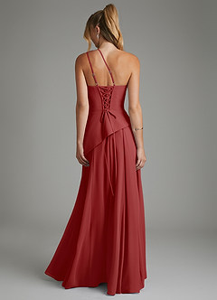 Azazie Holly Bridesmaid Dresses Rust A-Line Corset Chiffon Dress image2