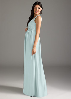 Azazie Yetta Maternity Bridesmaid Dresses A-Line Pleated Stretch Satin Floor-Length Dress image4