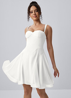 Isadora White Spaghetti Strap Chiffon Lace-Up Skater Mini Dress image5