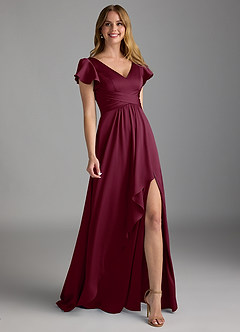 Azazie Omari Bridesmaid Dresses Mulberry A-Line Stretch Satin Dress image1