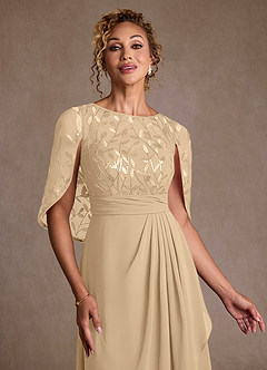Azazie Beckley Kleider für die Brautmutter A-Linie Spitze Chiffon Kleid Champagner image5