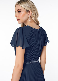 Azazie Kara Modest Bridesmaid Dresses A-Line Pleated Chiffon Floor-Length Dress image6