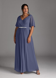 Azazie Tricia Mother of the Bride Dresses Stormy A-Line V-Neck Pleated Chiffon Dress image8