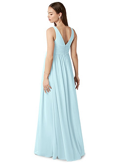 Azazie Yetta Maternity Bridesmaid Dresses A-Line V-Neck Gathered Chiffon Floor-Length Dress image5