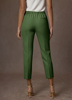 front Kennedy Olive Structured Stretch Pants Suit