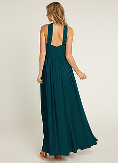 Azazie Jacey Bridesmaid Dresses Pine A-Line Pleated Chiffon Dress image2