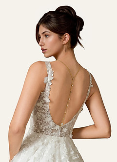 front Pear Crystal Bridal Back Necklace