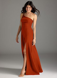 Azazie Senna Final Sale Dusty Blue A-Line One Shoulder Stretch Crepe Dress image3