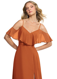 Azazie Jean Robes de demoiselle d'honneur Robe Trapèze Convertible en Mousseline de soie Cannelle image6