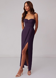 Barbie ♥ Azazie Bridesmaid Dresses Plum Sheath Corset Chiffon Dress image2