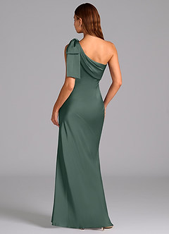 Azazie Yuanna Bridesmaid Dresses Sea Moss Mermaid One Shoulder Stretch Satin Dress image2