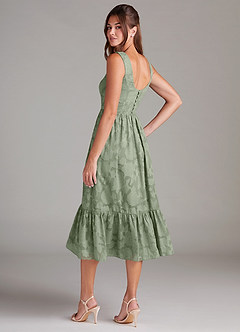 Azazie Alissa Bridesmaid Dresses Agave A-Line with Pockets Floral Burnout Dress image7