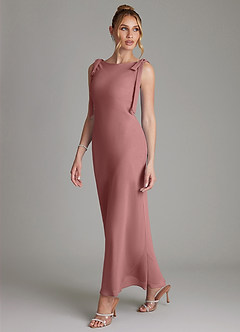 Azazie Luddie Bridesmaid Dresses Desert Rose Mermaid Bow Chiffon Dress image1