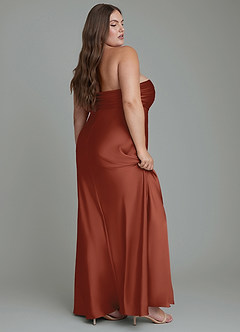 Azazie Saylor Bridesmaid Dresses Auburn Mermaid Strapless Stretch Satin Dress image12