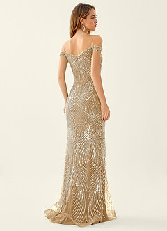 Sabine Champagne Beading Corset Lace Up Back Mermaid Prom Dress image2