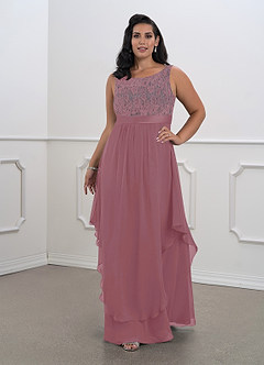 Azazie Xella Mother of the Bride Dresses Vintage Mauve A-Line Lace Chiffon Dress image10