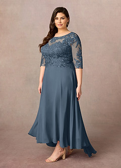 Azazie Monza Kleider für die Brautmutter A-Linie Spitze Chiffon Kleid Neptunblau image8
