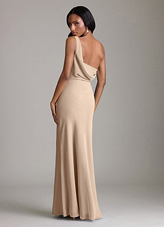 Azazie Madelyn Bridesmaid Dresses Taupe Mermaid One Shoulder Chiffon Convertible Dress image10