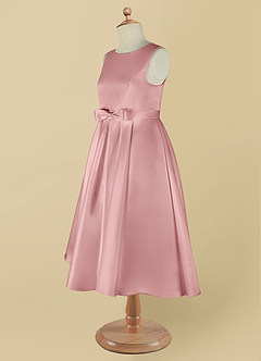 Azazie Coco Flower Girl Dresses Dusty Rose A-Line Bow Matte Satin Dress image10