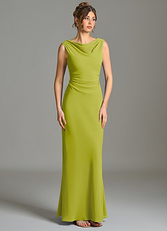 Azazie Kieryn Brautjungfernkleider Meerjungfrau-Linie Plissee Chiffon Kleid Zitronengras image5