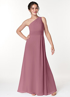 Azazie Cleo Junior Vintage Mauve A-Line Pleated Chiffon Dress image4