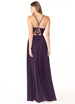 Azazie Aaida Bridesmaid Dresses Plum A-Line Corset Chiffon Dress image2