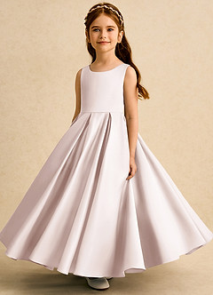 Azazie Pepper Flower Girl Dresses Rose Petal A-Line Pleated Matte Satin Dress image5