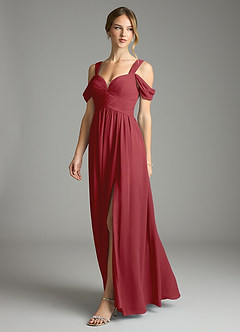 Azazie Lianne Vestidos de damas de honor Vestido de Granada de Gasa de Corte en A con Vestidos sin tirantes image4