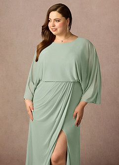 Azazie Ysabella Mother of the Bride Dresses Dusty Sage Mermaid Pleated Mesh Dress image5