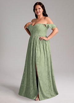 Azazie Denisse Bridesmaid Dresses Agave A-Line Ruched Floral Burnout Dress image11