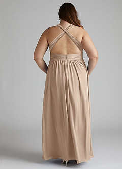 Azazie Ashia Abiti da Damigella Abito A-Line in Chiffon Plissettato Taupe image11